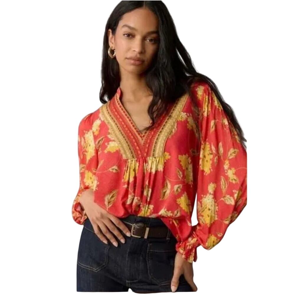 Anthropologie Bl-nk Stephanie Long Sleeve Boho Top NWT $118